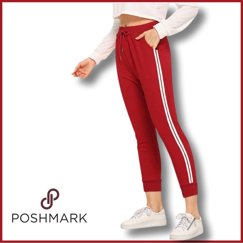 Women's Drawstring Waist Striped Side Joggers Sweatpants with Pockets
